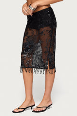 Hilly Beaded Fringe Midi Skort