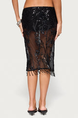 Hilly Beaded Fringe Midi Skort