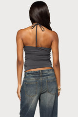 Destiney Sequin And Grommet Halter Top