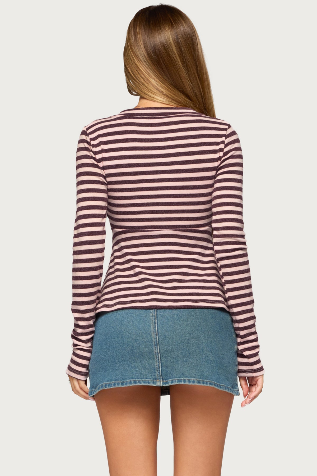 Kasty Striped Long Sleeve Babydoll Top