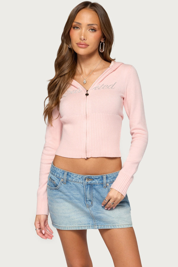 Edikted Fever Rhinestone Knit Hoodie view 1