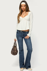 Annielle Long Sleeve Babydoll Top