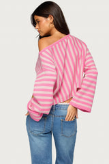 Jacey Off Shoulder Striped Sweater
