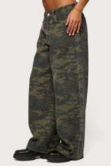 Anna Camo Low Rise Baggy Jeans
