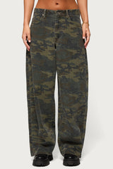 Anna Camo Low Rise Baggy Jeans