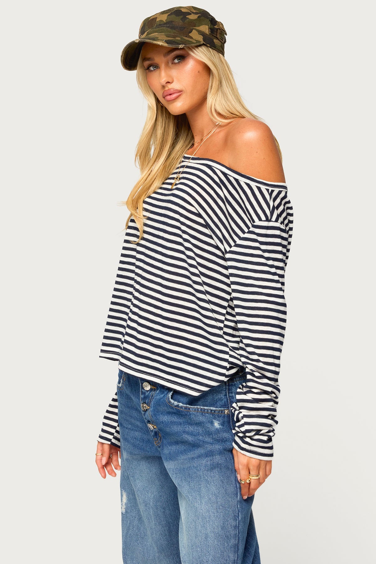 Kathee Striped Off Shoulder Top