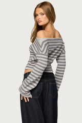 Shirelle Off Shoulder Striped Sweater