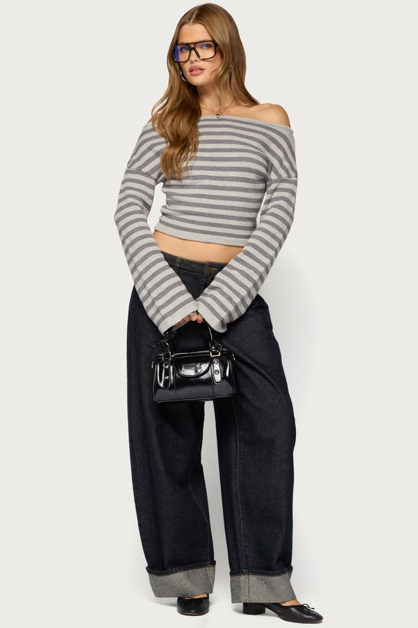 Shirelle Off Shoulder Striped Sweater view 2