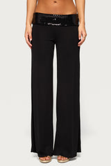 Moni Low Rise Foldover Sequin Trousers