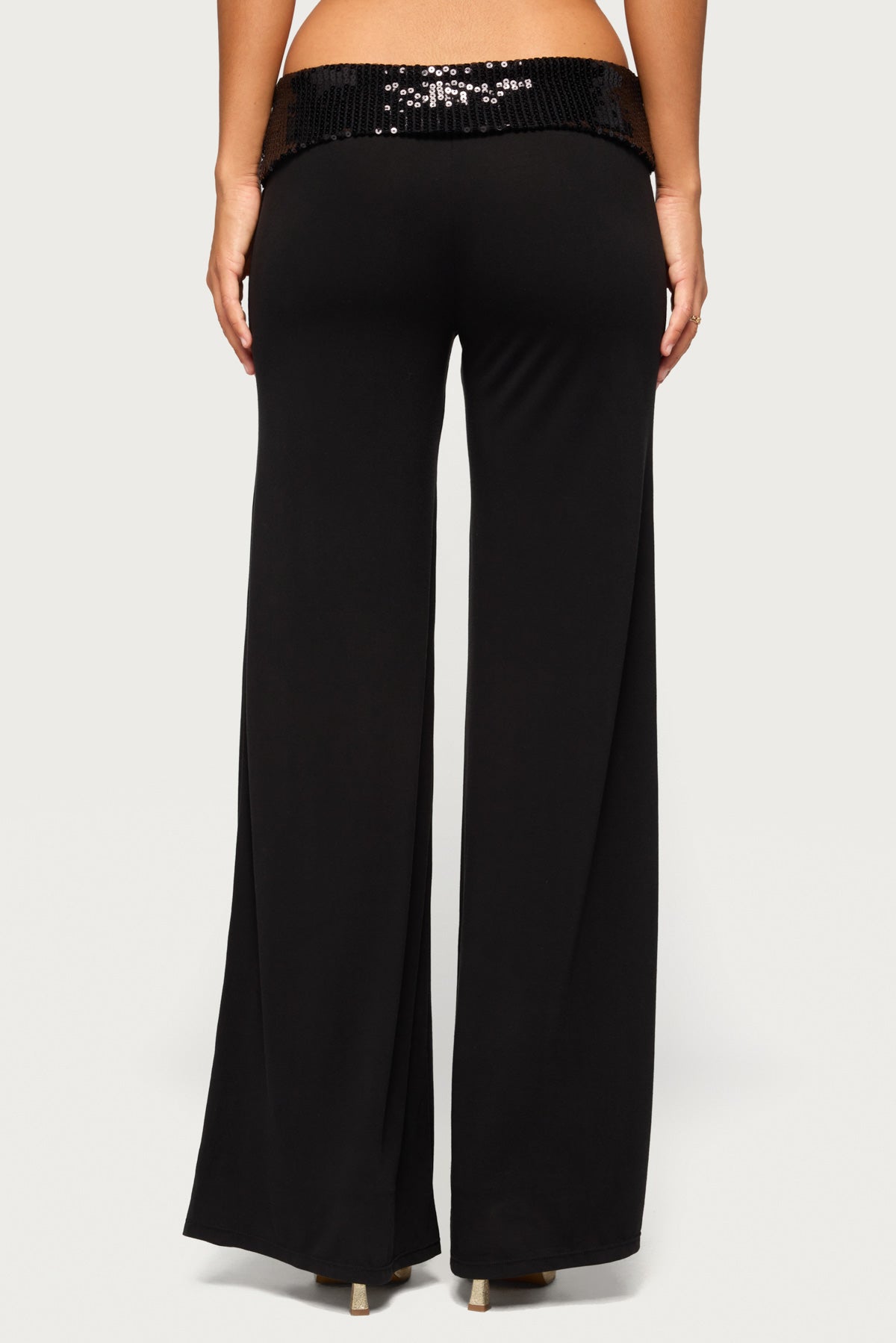 Moni Low Rise Foldover Sequin Trousers