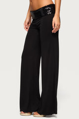 Moni Low Rise Foldover Sequin Trousers