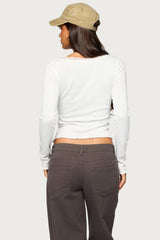 Jasmina Lacey Pointelle Long Sleeve Top