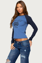 Edikted Just Living Raglan Graphic Top