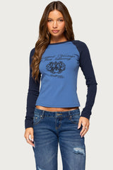 Edikted Just Living Raglan Graphic Top
