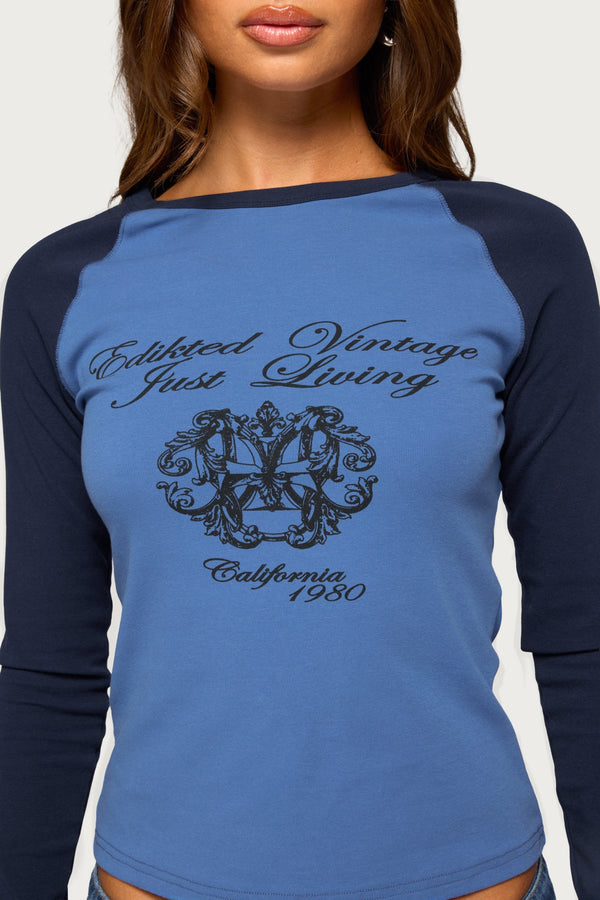 Edikted Just Living Raglan Graphic Top