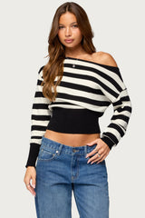 Nayeli Striped Off Shoulder Sweater