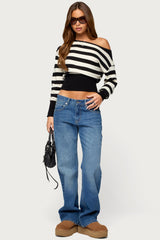Nayeli Striped Off Shoulder Sweater