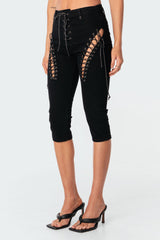 Alexiss Lace-Up Capri Jeans