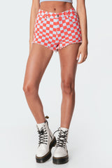 Skyler Check Denim Shorts