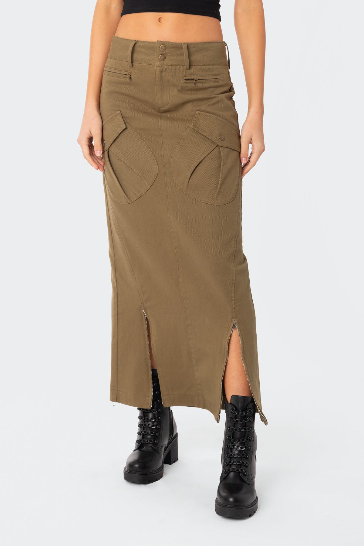 Cierra Low Rise Cargo Maxi Skirt