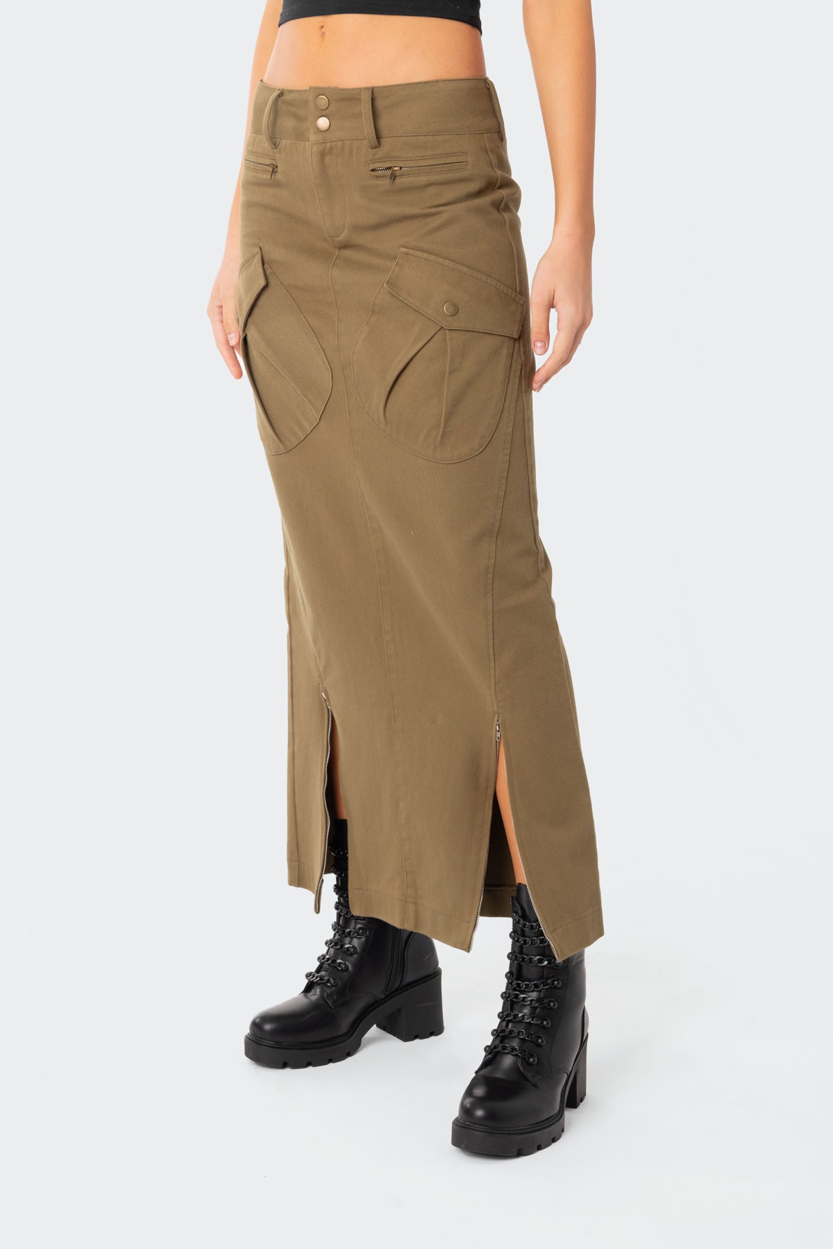 Cierra Low Rise Cargo Maxi Skirt