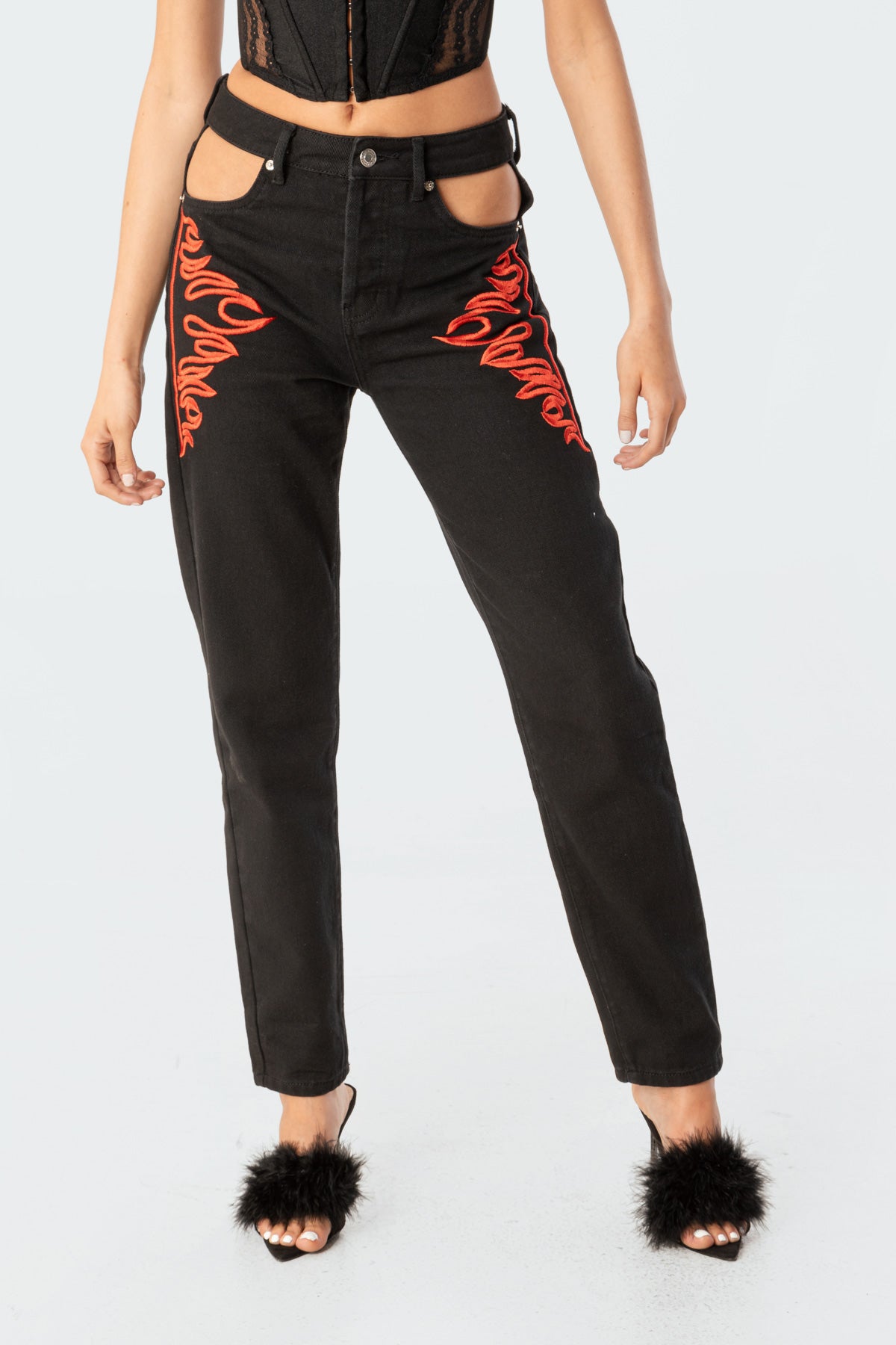 Pocketless Flame Jeans