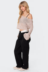 Emmie Off The Shoulder Sheer Knitted Top