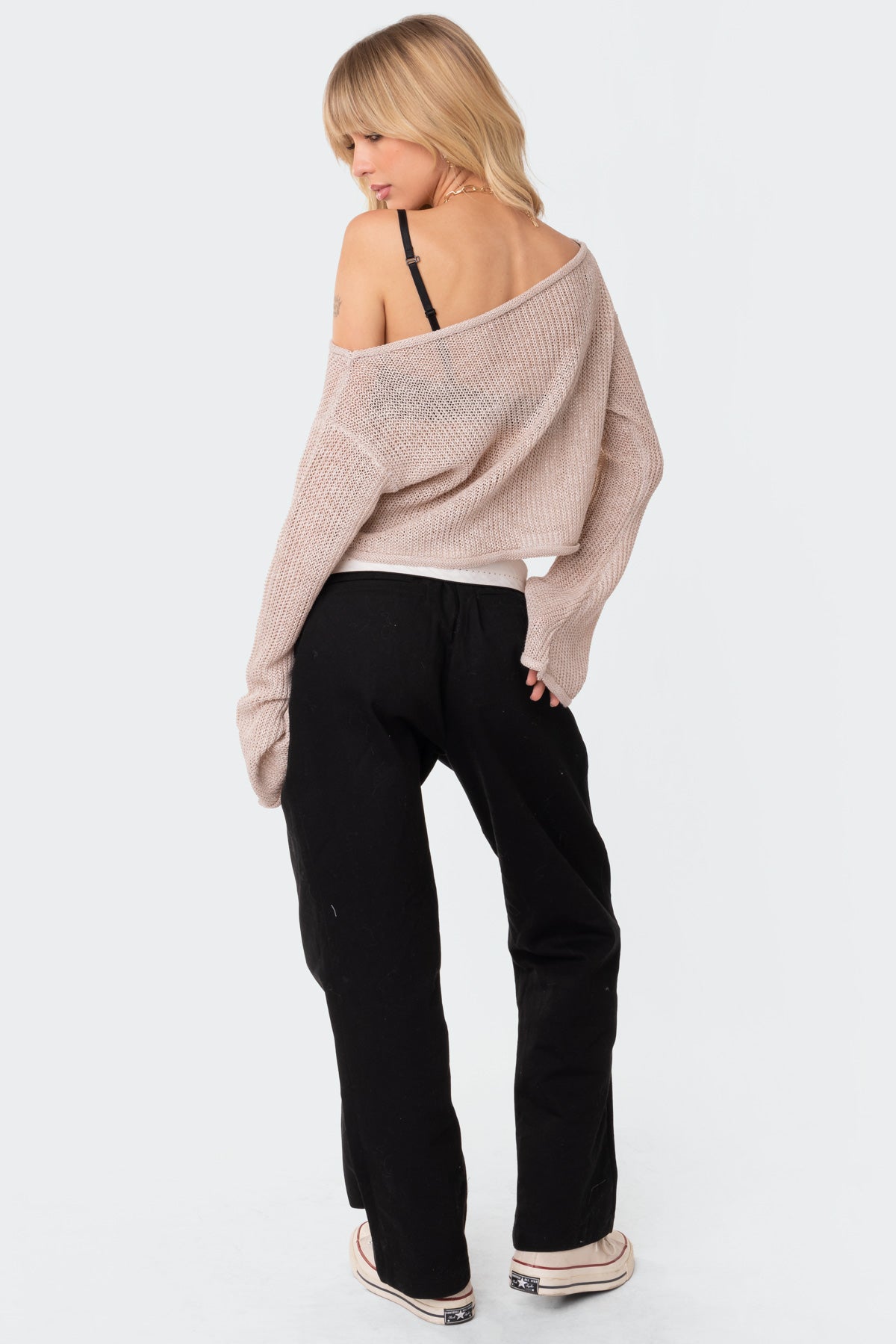 Emmie Off The Shoulder Sheer Knitted Top