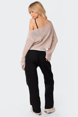 Emmie Off The Shoulder Sheer Knitted Top