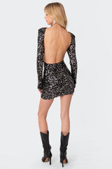 Sylvie Sequin Open Back Mini Dress