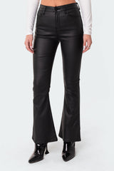 Petite Luna Faux Leather Flare Jeans