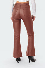 Petite Luna Faux Leather Flare Jeans