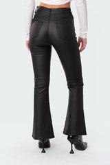 Petite Luna Faux Leather Flare Jeans