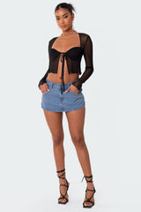 Tie Front Cupped Mesh Top