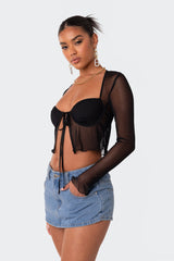 Tie Front Cupped Mesh Top