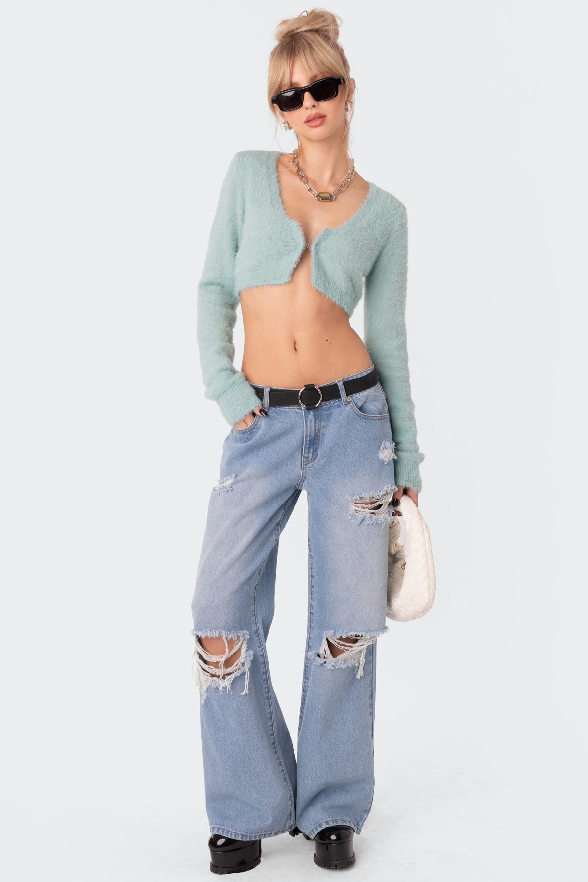 Distressed Low Rise Boyfriend Jeans