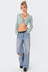 Distressed Low Rise Boyfriend Jeans