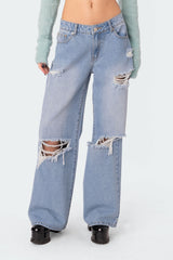 Distressed Low Rise Boyfriend Jeans