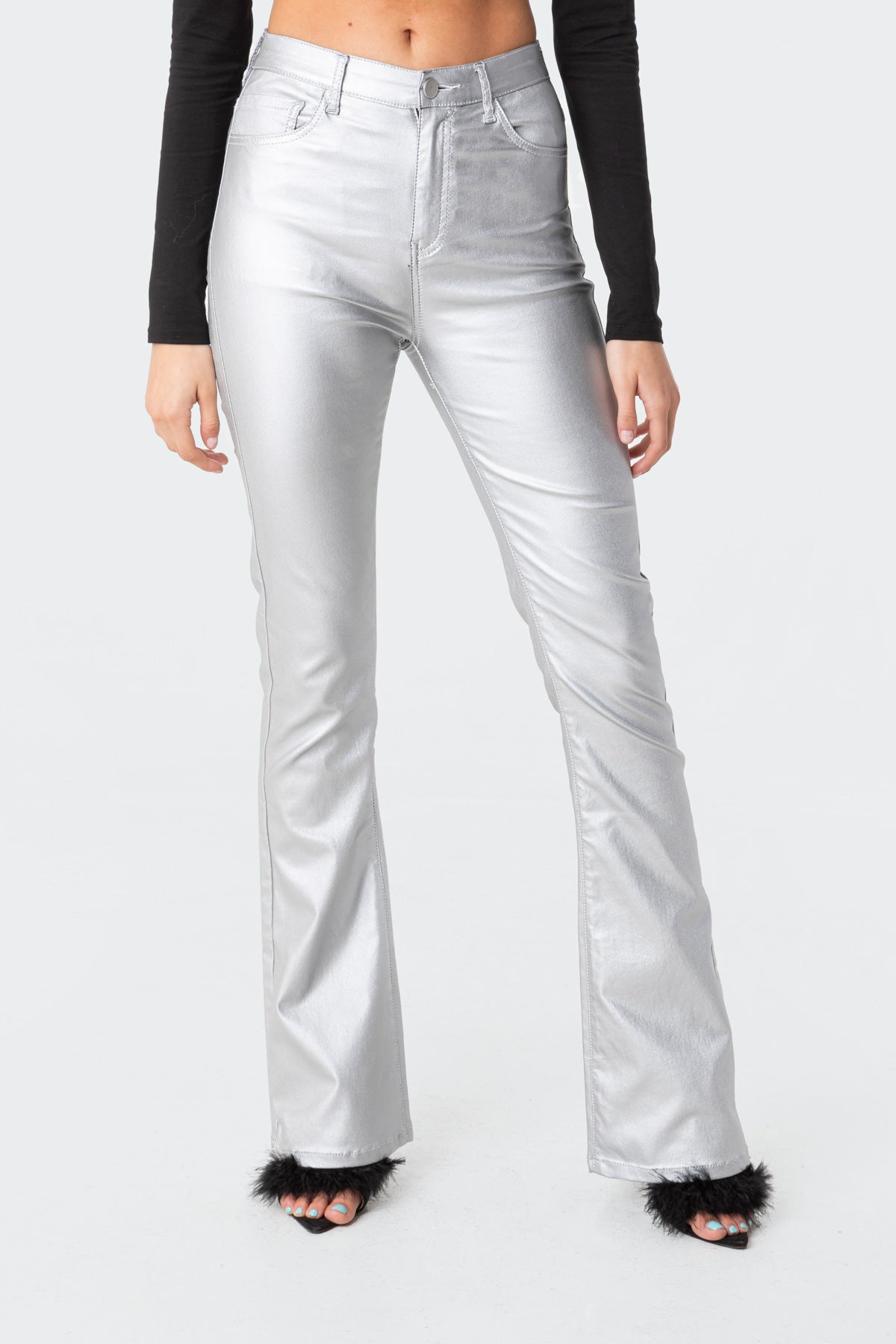 Luna Faux Leather Flare Jeans