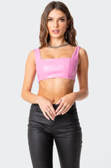 Midnight Faux Leather Crop Top