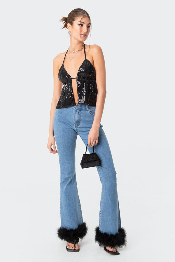 Estelle Open-Back Sequin Top