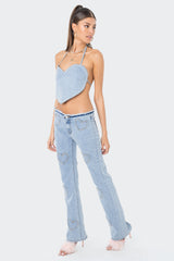 Pearly Heart Low-Rise Jeans