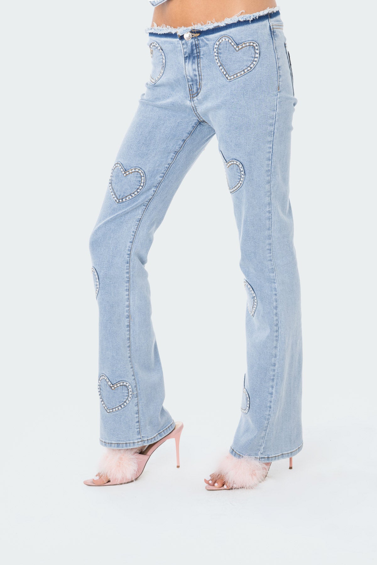 Pearly Heart Low-Rise Jeans