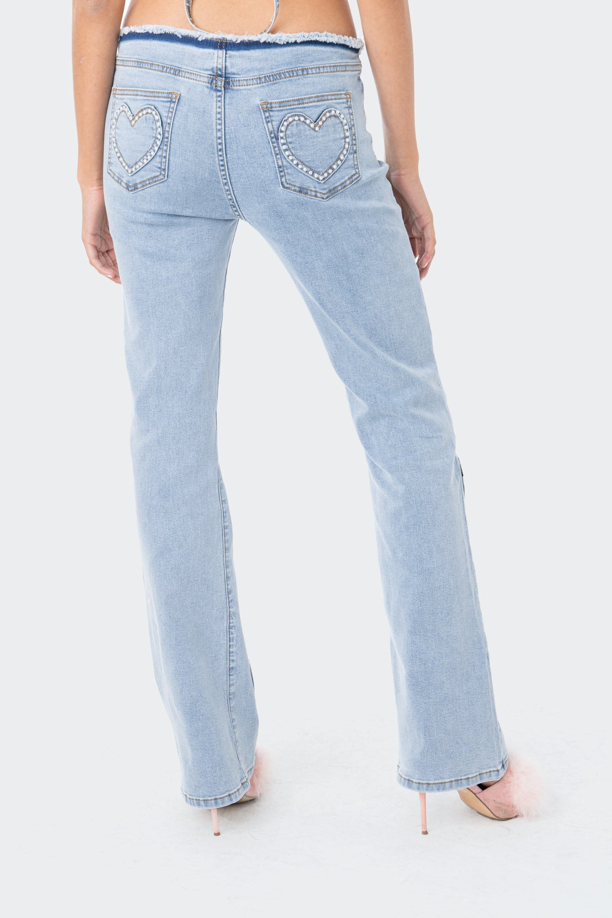 Pearly Heart Low-Rise Jeans