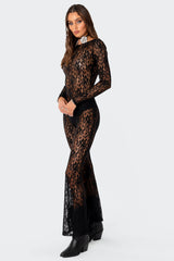 Let It B Sheer Lace Open Back Jumpsuit