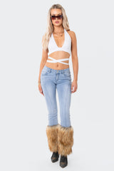 Nahla Low-Rise Faux Fur Jeans