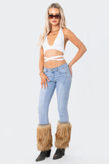 Nahla Low-Rise Faux Fur Jeans