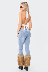 Nahla Low-Rise Faux Fur Jeans