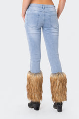 Nahla Low-Rise Faux Fur Jeans