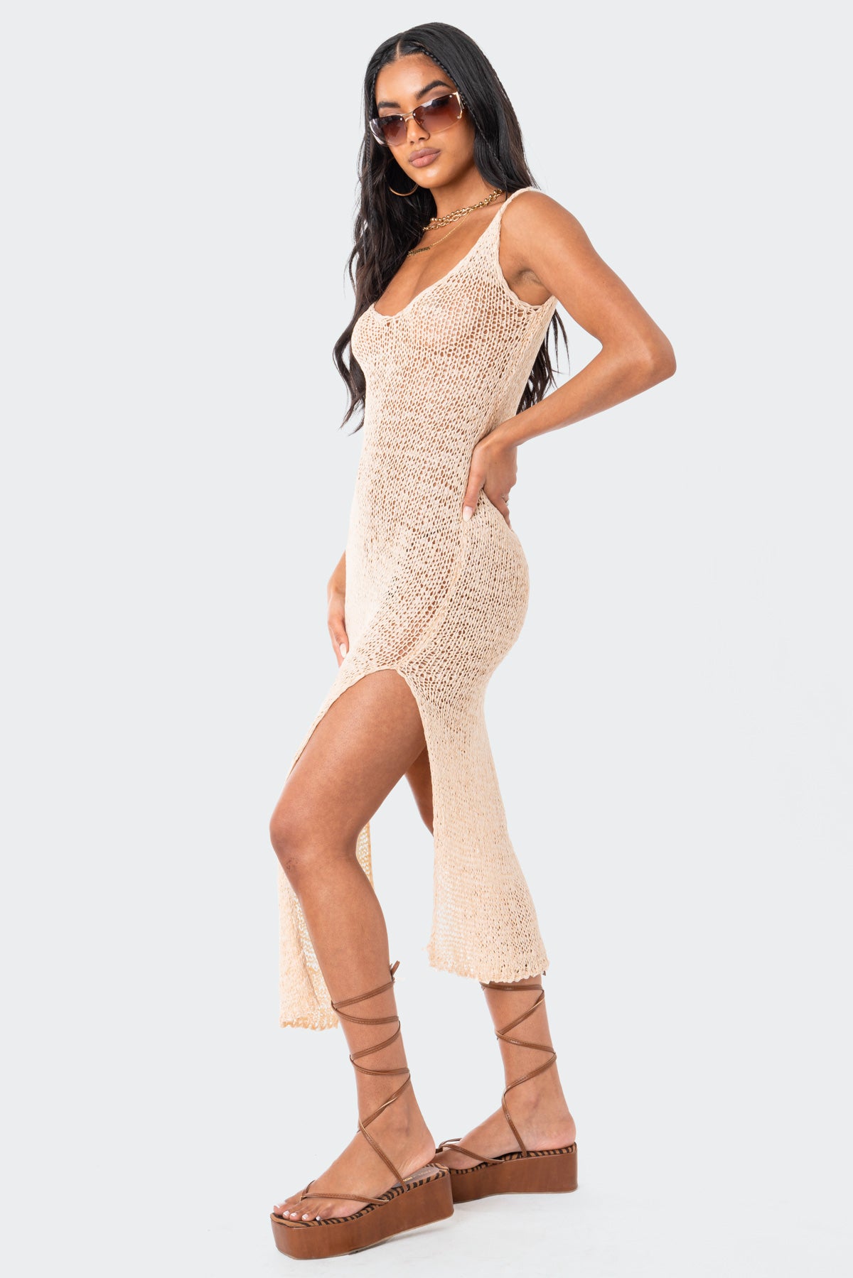 Nevea Open-Back Knitted Midi Dress